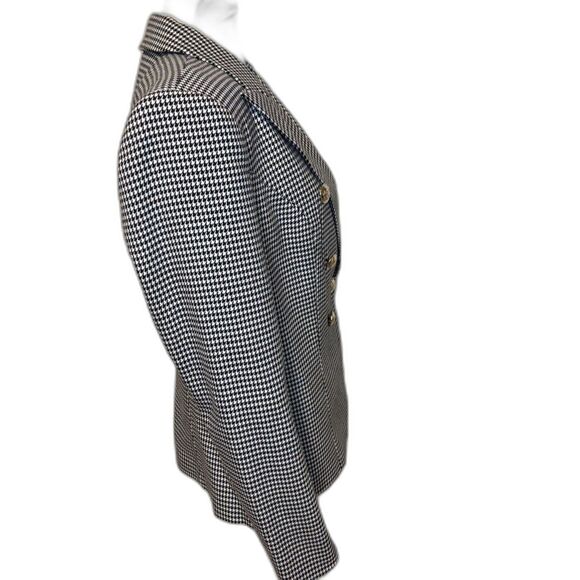 Venus Black & White Houndstooth Double-Breasted Blazer Gold Button Womens - Picture 5 of 7